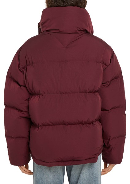 Bordo Kadın Şişme Mont Gold Button Down Jacket