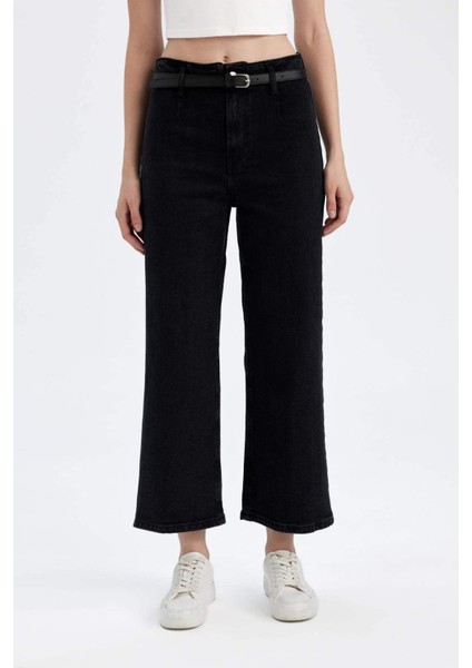 Culotte Yüksek Bel Bilek Boy Jean Yıkamalı Pantolon D5887AX24WN