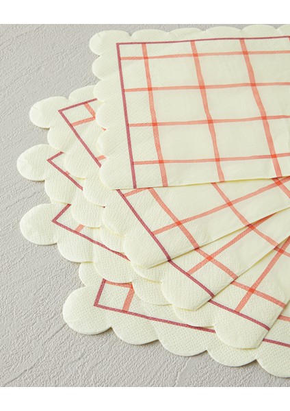 Retro Gingham Kağıt 20'li Kağıt Peçete Krem fiyatları