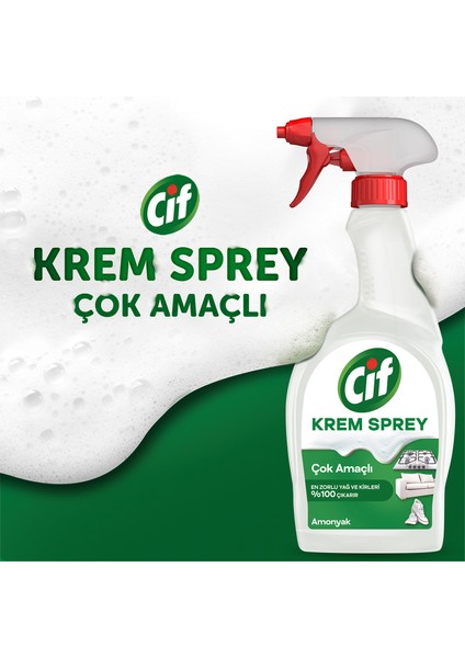 Krem Sprey Amonyak Yüzey Temizleyici 750 ml x3 + Mikrofiber Bez Hediye x1