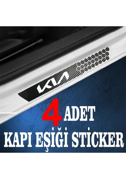 Kia Özel Oto Kapı Eşikleri Sticker Karbon 4 Adet