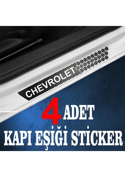 Checrolet Uyumlu Özel Oto Kapı Eşikleri Sticker Karbon 4 Adet