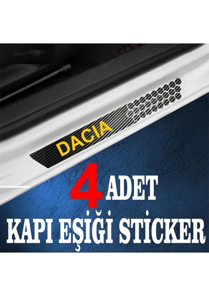 Dacia Uyumlu Özel Oto Kapı Eşikleri Sticker Karbon 4 Adet