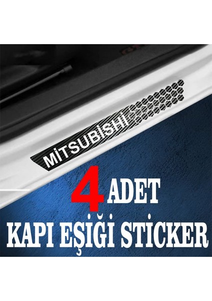 Mitsubishi Özel Oto Kapı Eşikleri Sticker Karbon 4 Adet