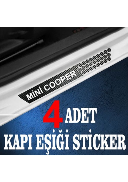Mini Cooper Özel Oto Kapı Eşikleri Sticker Karbon 4 Adet