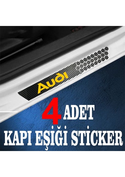 Audi Uyumlu Özel Oto Kapı Eşikleri Sticker Karbon 4 Adet