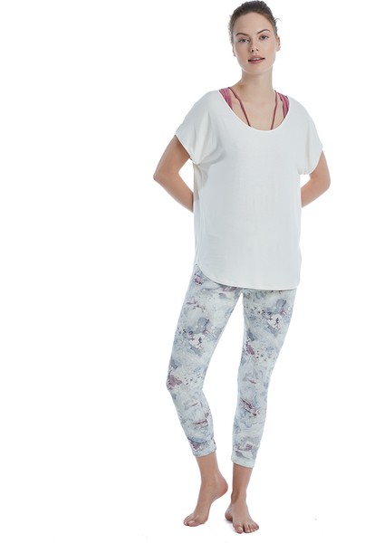 Kadın T-Shirt 70527 - Krem