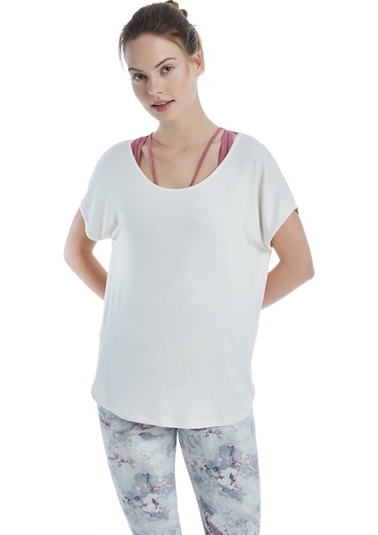 Kadın T-Shirt 70527 - Krem fırsatları