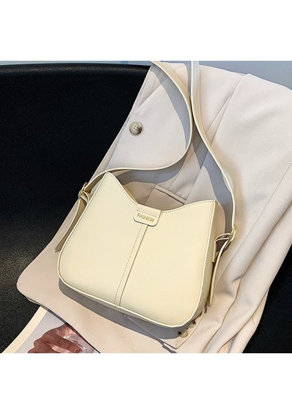 2024 Yeni Internet Ünlü Basit Tek Omuz Crossbody Çanta Kadın Batı Tarzı Niş Tasarım Kadın Çantası Kore Doku (Yurt Dışından)