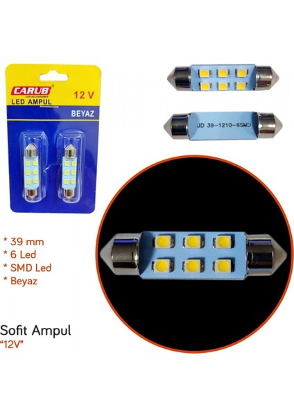 12V Sofit Ampul 39Mm 6 Led Smd Beyaz Br0402230