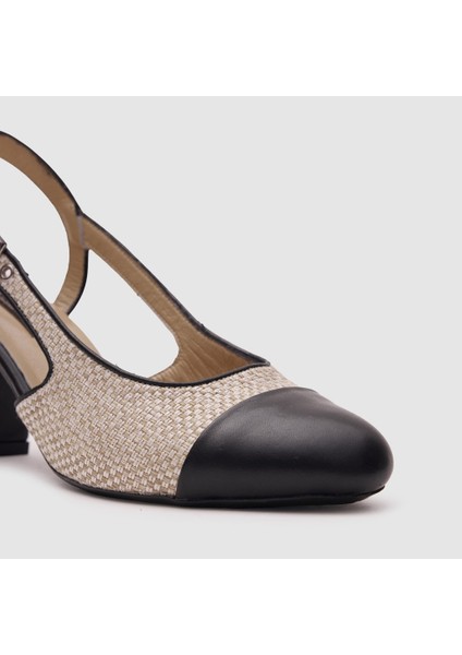 Kadın Topuklu Ayakkabı [060049], Siyah - Siyah Keten, 40 modelleri