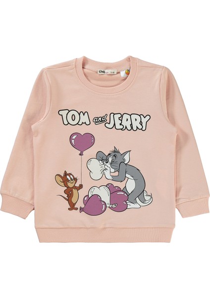 Tom And Jerry Kız Çocuk Sweatshirt 2-5 Yaş Açık Pudra