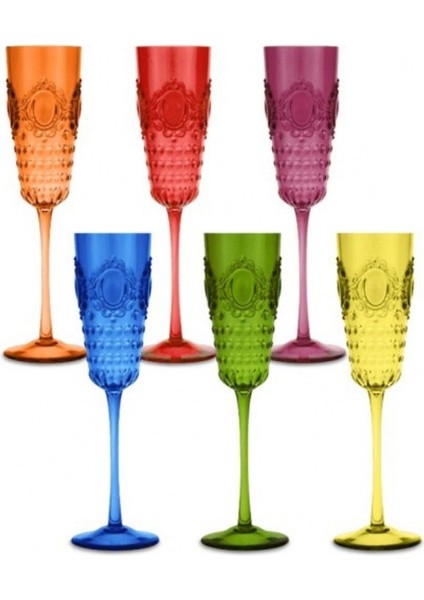 Baroque Rock Anniversary 6'lı Renkli Flüt Kadeh Seti