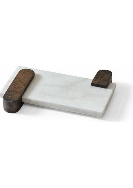 Ahşap Kayın Ağacı Ayaklı Mermer Sunum Tabağı - Modern Tasarım