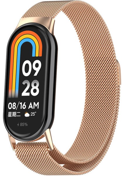 Xiaomi Smart Band 8 Ile Uyumlu Metal Tel-Örgü Işlemeli Kordon
