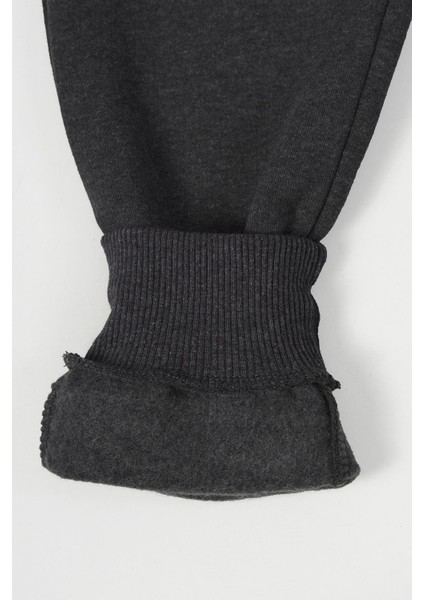 Antrasit Kalın Pamuklu Beli ve Paçası Lastikli Cepli 5-6-7-8-9-10-11-12 Yaş Kız Çocuk Eşofman Altı fırsatları