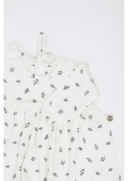 Kız Bebek Baskılı Elbise ve Toka_RG321