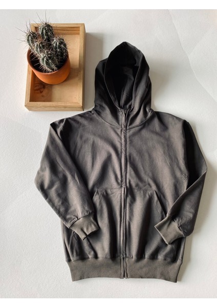 Erkek Genç Kapüşonlu Fermuarlı Sweatshirt