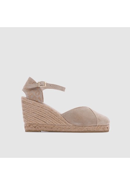 Kadın Espadril Dolgu Topuk Ayakkabı [060031], Bej Nubuk, 39
