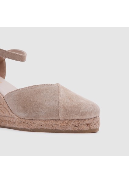 Kadın Espadril Dolgu Topuk Ayakkabı [060031], Bej Nubuk, 39