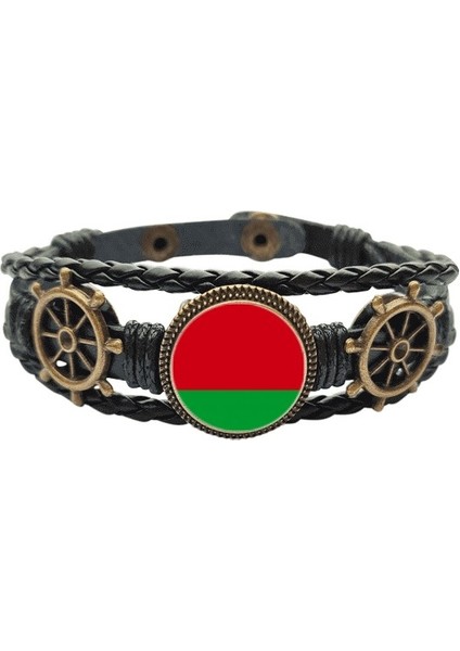 Belarus Ulusal Flag Asia Country Lear Braided Ocean Bracelet Wristband (Yurt Dışından)