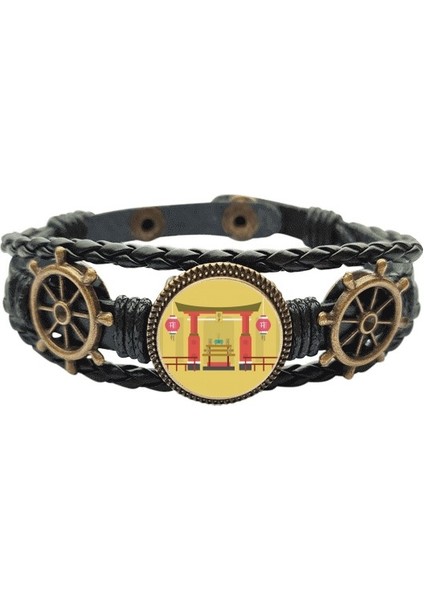 Anlık Kapısı Çin Şehri Deri Kaplı Okyanus Bracelet Wristband (Yurt Dışından)