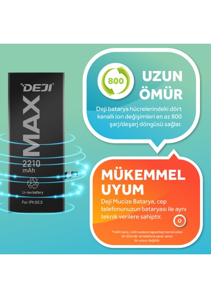 Apple iPhone Se3 (2022) Mucize Batarya 2210 mAh
