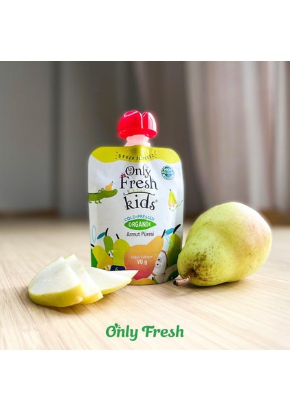 Only Fresh Organik Taze Üretim Meyve Püre Paketi 6 Adet 2.Ürün 1 TL Kampanyalı