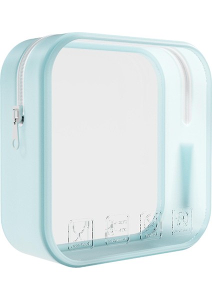 Fermuarlı Kozmetik Çantası Taşınabilir Tuvalet Çantası Kadınlar Için Mavi (Yurt Dışından)