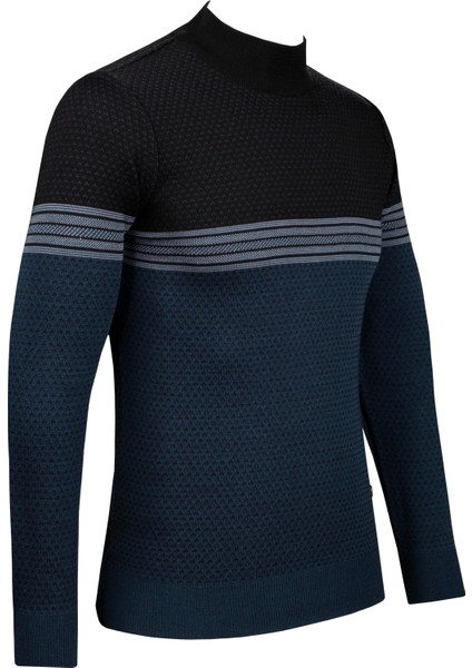 Erkek Yarım Balıkçı Yaka Triko Kazak Desenli Kol ve Bel Lastikli Çelik Örgü Regular Kalıp - 5009B fiyatları