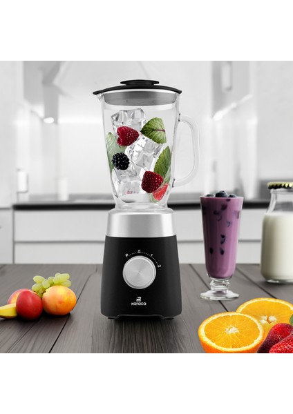 Buz Kırma Özellikli, 1,5 Lt Cam Hazneli Smoothie Blender , 1000W Güçlü Motor + Onerous Mutfak Tartısı