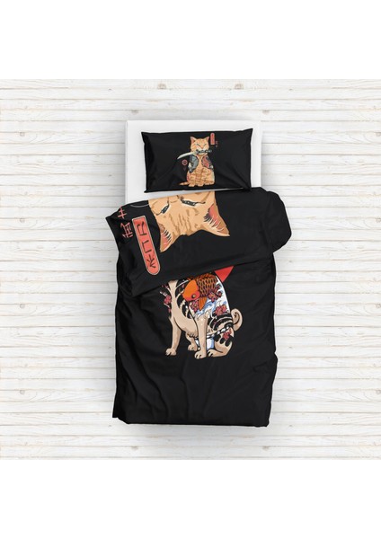 The Pug & Catana Çift Taraflı Nevresim Takımı - 200 Cm X 220 Cm