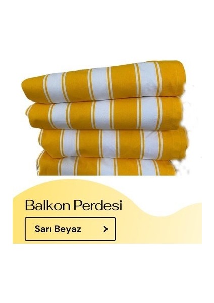 Gencer Home Balkon Perdesi Bağcıklı Her Ölçü Seçenekli Sarı Beyaz