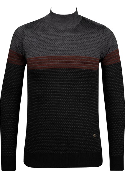 Erkek Yarım Balıkçı Yaka Triko Kazak Desenli Kol ve Bel Lastikli Çelik Örgü Regular Kalıp - 5009B