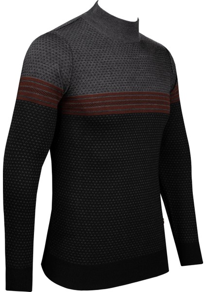 Erkek Yarım Balıkçı Yaka Triko Kazak Desenli Kol ve Bel Lastikli Çelik Örgü Regular Kalıp - 5009B fiyatları