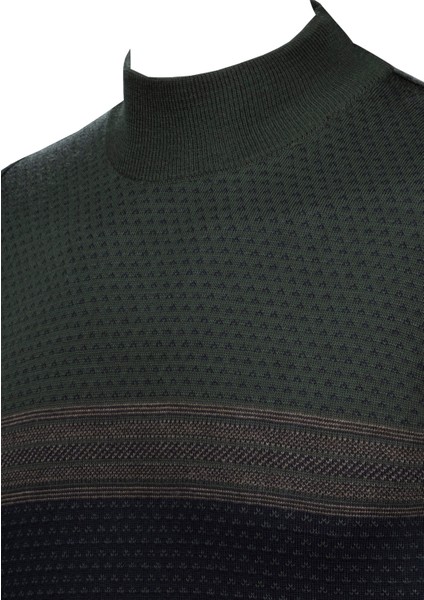 Erkek Yarım Balıkçı Yaka Triko Kazak Desenli Kol ve Bel Lastikli Çelik Örgü Regular Kalıp - 5009B modelleri