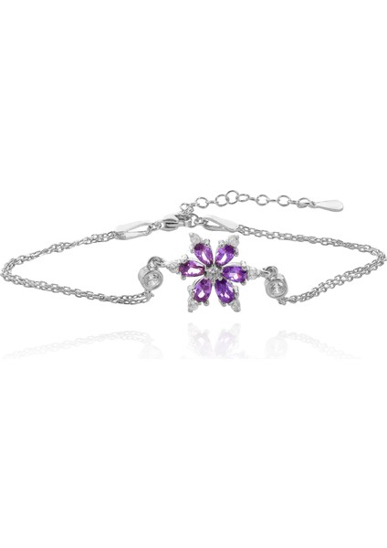 925 Ayar Gümüş Lotus Çiçeği Kadın Bileklik (Özel Kutulu)