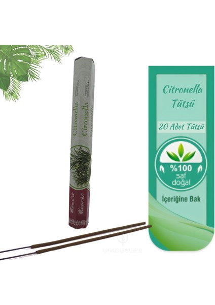 Aromatika Doğal Citronella Çubuk Tütsü (20ADET Çubuk Tütsü)