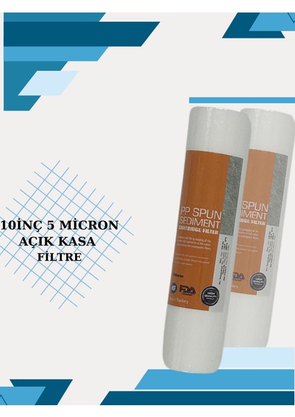 Açık Kasa Su Arıtma Cihazı 10 Inç 5 Mikron Sediment Filtre