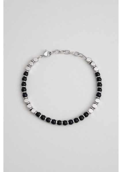 Akik Taşlı Çelik Erkek Bileklik