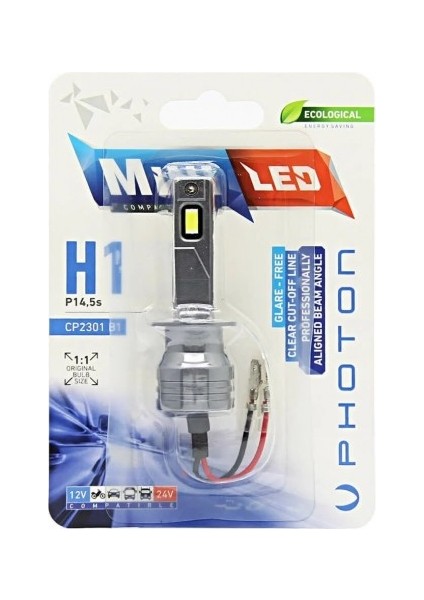 H1 Mini Led Oto Ampul Photon 2Li Set