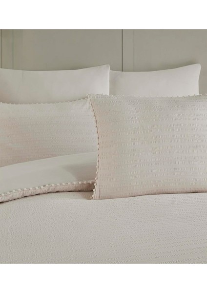 Emboss Ivory Çift Kişilik Saten Nevresim Takımı