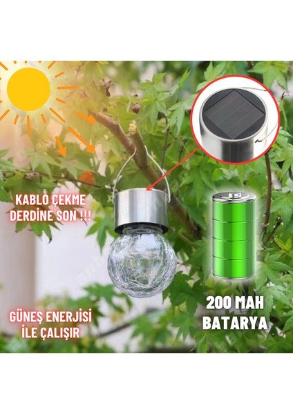 Solar Güneş Enerjili Kırık Cam Desen Aplik LED Lamba Bahçe Veranda Merdivenlerinizde Şık Peyzaj Aydınlatması 6'lı