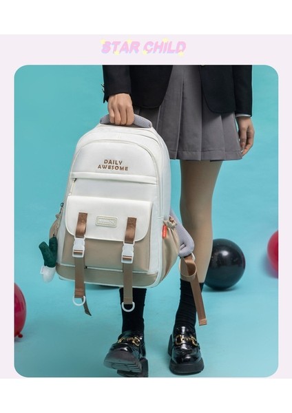 Love Home 2022 Trendi Bilgisayar Kontrast Renkli Büyük Kapasiteli Sırt Öğrenci Okul Kadın Sırt Çantası (Yurt Dışından) modelleri