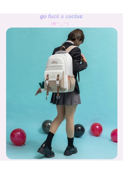 Love Home 2022 Trendi Bilgisayar Kontrast Renkli Büyük Kapasiteli Sırt Öğrenci Okul Kadın Sırt Çantası (Yurt Dışından) fırsatları