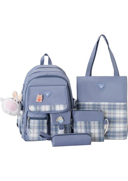 Love Home Kız Sırt Küçük Taze Ekose Büyük Kapasiteli Ilkokul Okul Dört Parçalı Set Ortaokul Sırt Çantası (Yurt Dışından) fiyatları