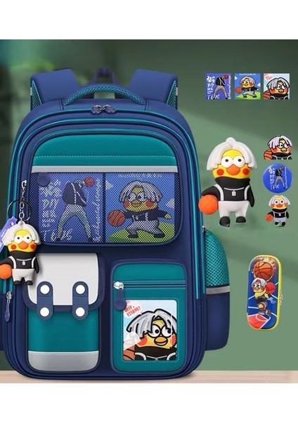 Su Geçirmez Büyük Kapasiteli Öğrenci Okul Çantası (Kırtasiye Kutusu, Karikatür Kolye, Çıkartm (Yurt Dışından)