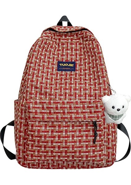 Love Home Sırt Ekose Öğrenci Seyahat Kadın Kore Versiyonu Büyük Kapasiteli Kampüs Kız Sırt (Yurt Dışından)