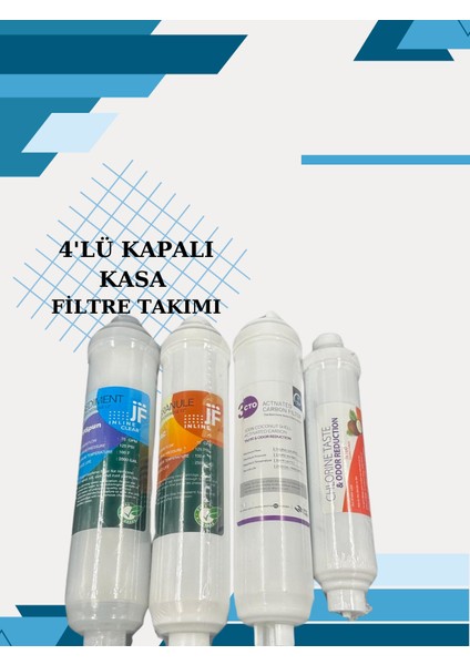 Kapalı Kasa Su Arıtma Cihazı Inline Filtre Seti Tatlandırıcı Filtre 4lü (Set)