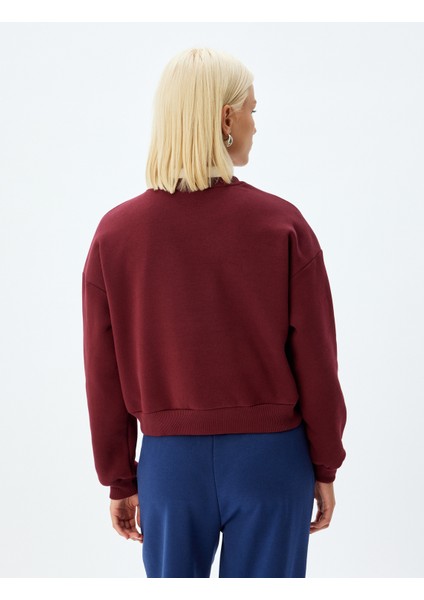 Basic Sweatshirt Üç Iplik Şardonlu Bisiklet Yaka Pamuklu